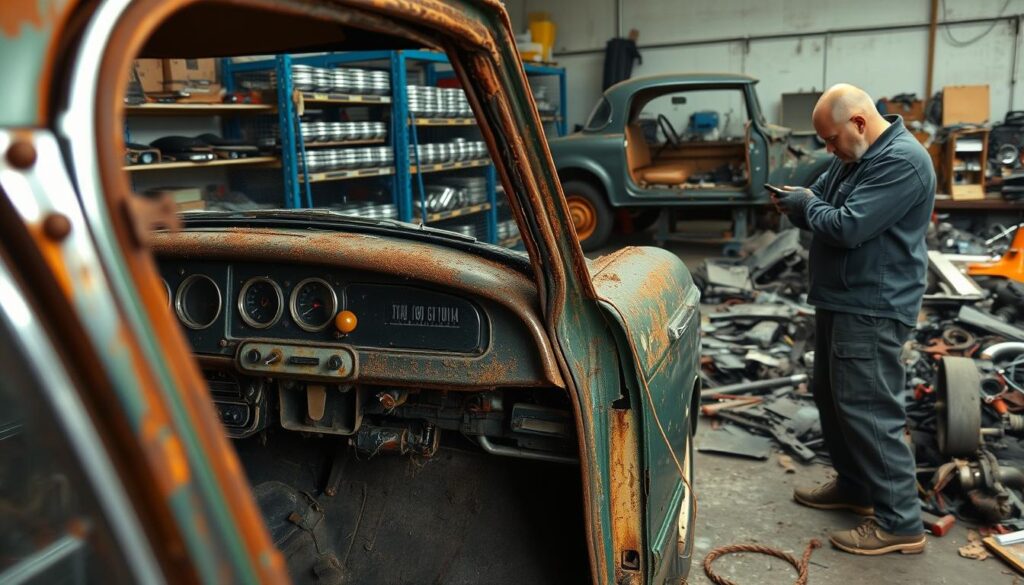 car restoration process depicting the challenges and upgrades during the restoration of a classic vehicle