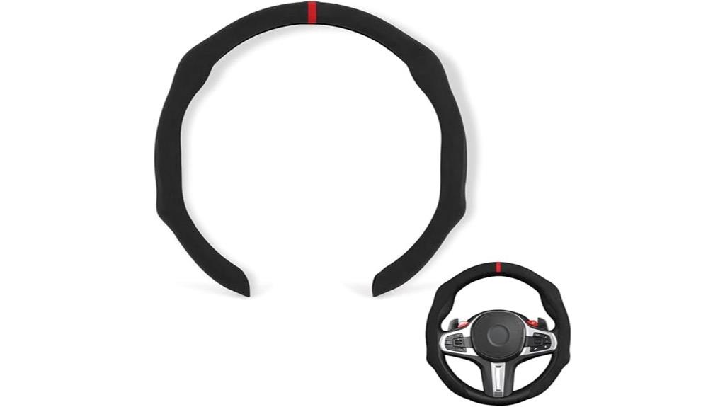 black alcantara steering cover