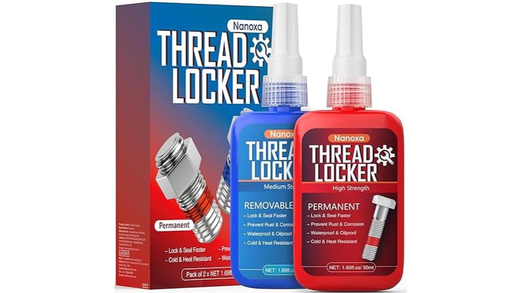 blue and red thread lock