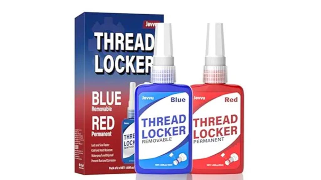 blue and red thread lockers
