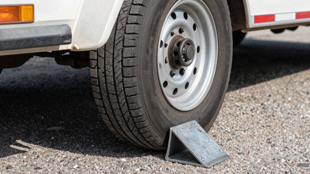 secure trailer with chocks
