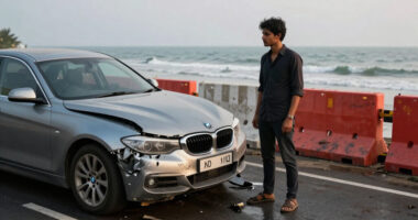 3 Killed As Speeding BMW Crashes Into Divider On Mumbai’s Coastal Road - The Indian Express